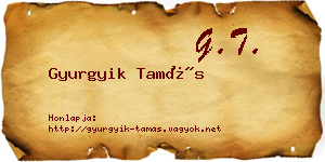Gyurgyik Tamás névjegykártya